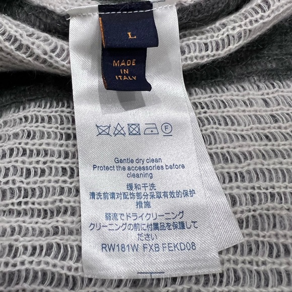 LOUIS VUITTON Men’s USA Flag Gray White Jacquard Mohair Crewneck Sweater, L - Picture 14 of 15